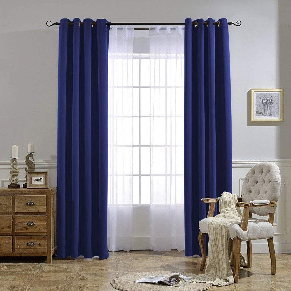Nicetown Blackout Curtains and Drapes for Living Room - Extra Long Room Darkening Thermal Insulated Solid Window Blackout Draperies (Navy B…
