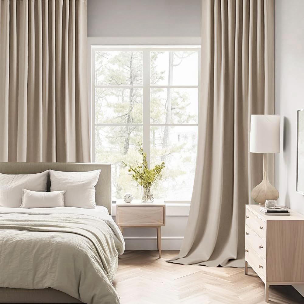 Miulee Taupe Back Tab Blackout Curtains 120 Inch Long 2 Panels Set for Bedroom, Rod Pocket/Pinch Pleated Extra Long Thermal Insulated Livin…
