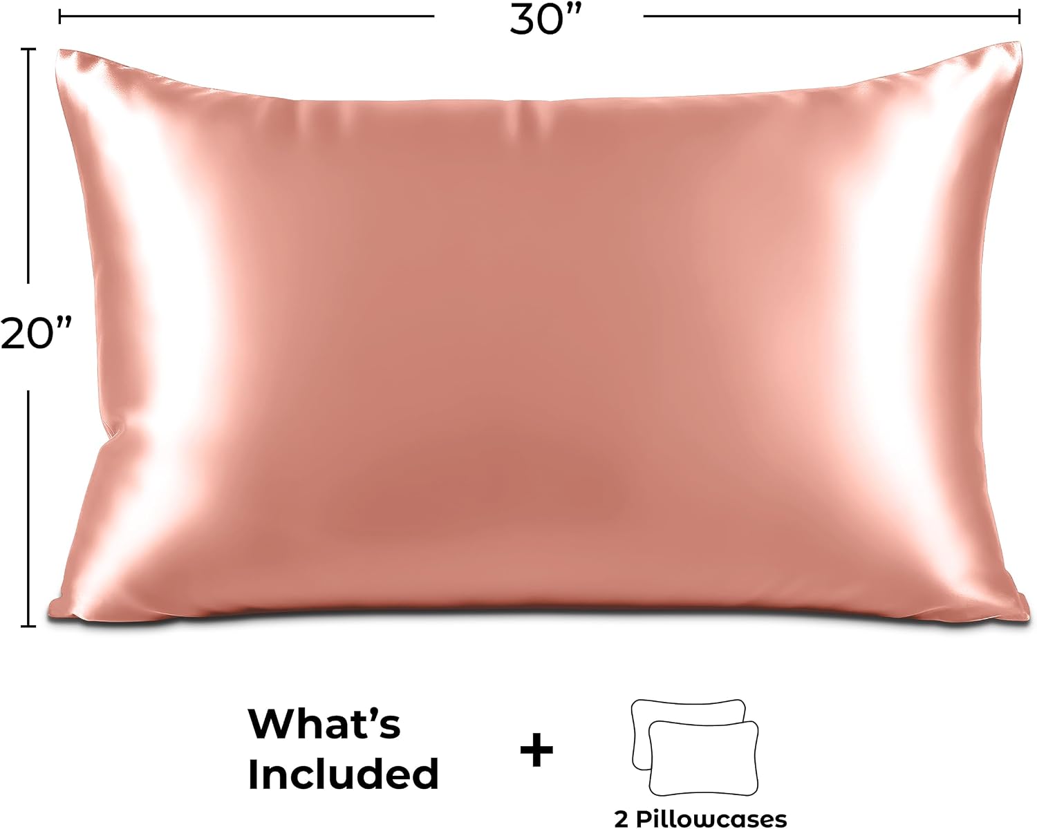 PureBedding Pure Bedding Satin Pillowcase 2 Pack - Queen Size (20"x30", Blush Pink) - Silky Pillow Cases for Hair and Skin - Satin Pillow C…