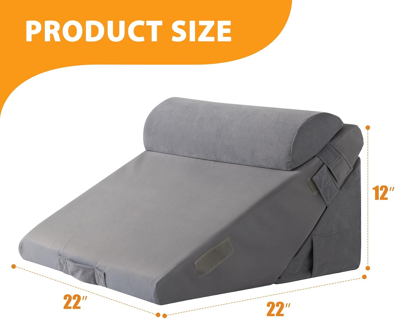 Ruqmuis 3PCS Wedge Pillow Set for After Surgery, Adjustable 9&12 Inch Bed Wedge Pillow for Sleeping, Incline Pillow Wedge for Headboard, Po…