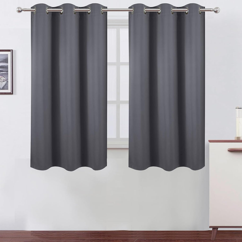 Lemomo Blackout Curtains 40 x 63 inch/Grey Curtains Set of 2 Panels/Thermal Insulated Room Darkening Bedroom Curtains 63 inch Grey