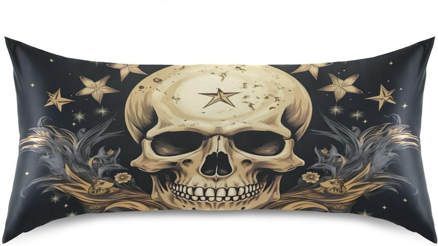 YETTASBIN Skull Star Satin Pillowcase, Soft Breathable Silk Pillow Case with Envelope Closure for Hair and Skin, Standard Size 26 x 20 Inch