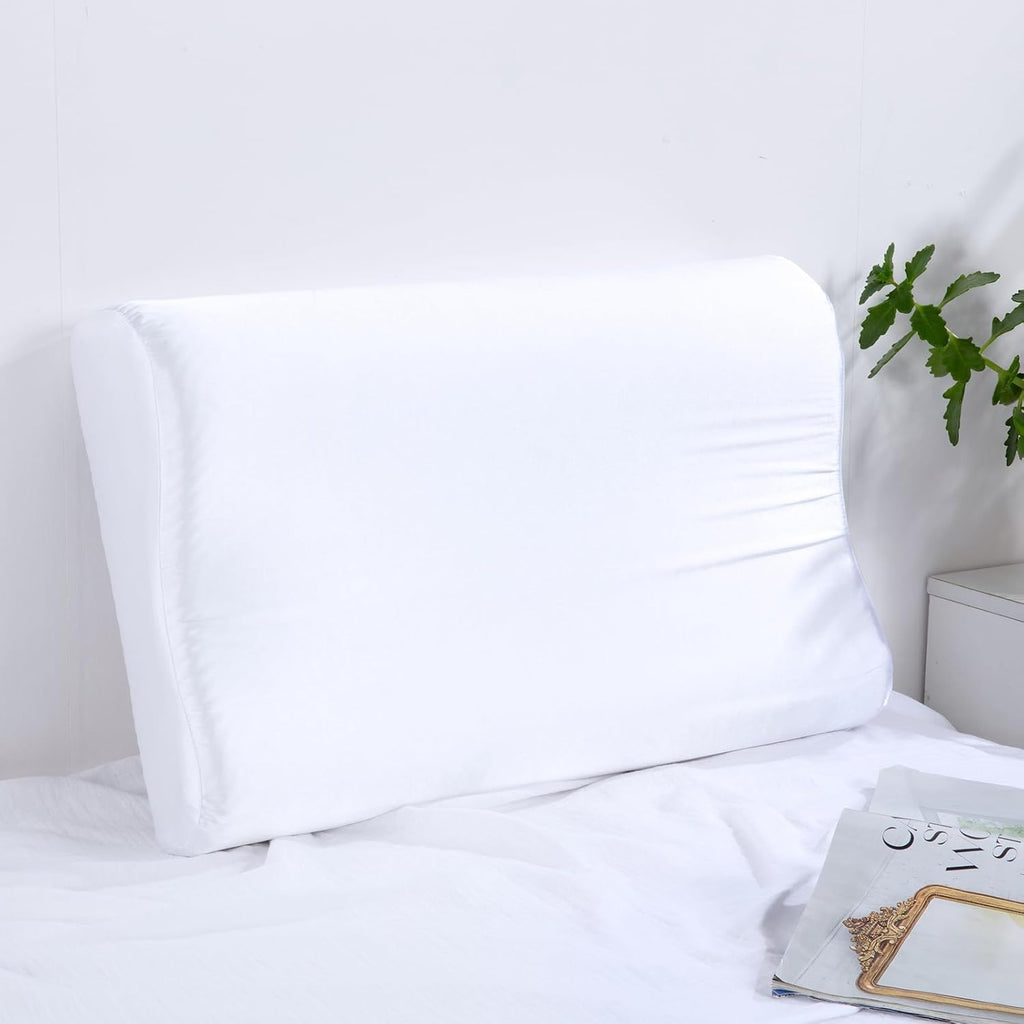 Hombys Satin Pillow Case for Contoured Support - Zippered Pillow Cover for Neck - Silky, Smooth and Breathable, 20"x12.5"x4", Pure White 5…