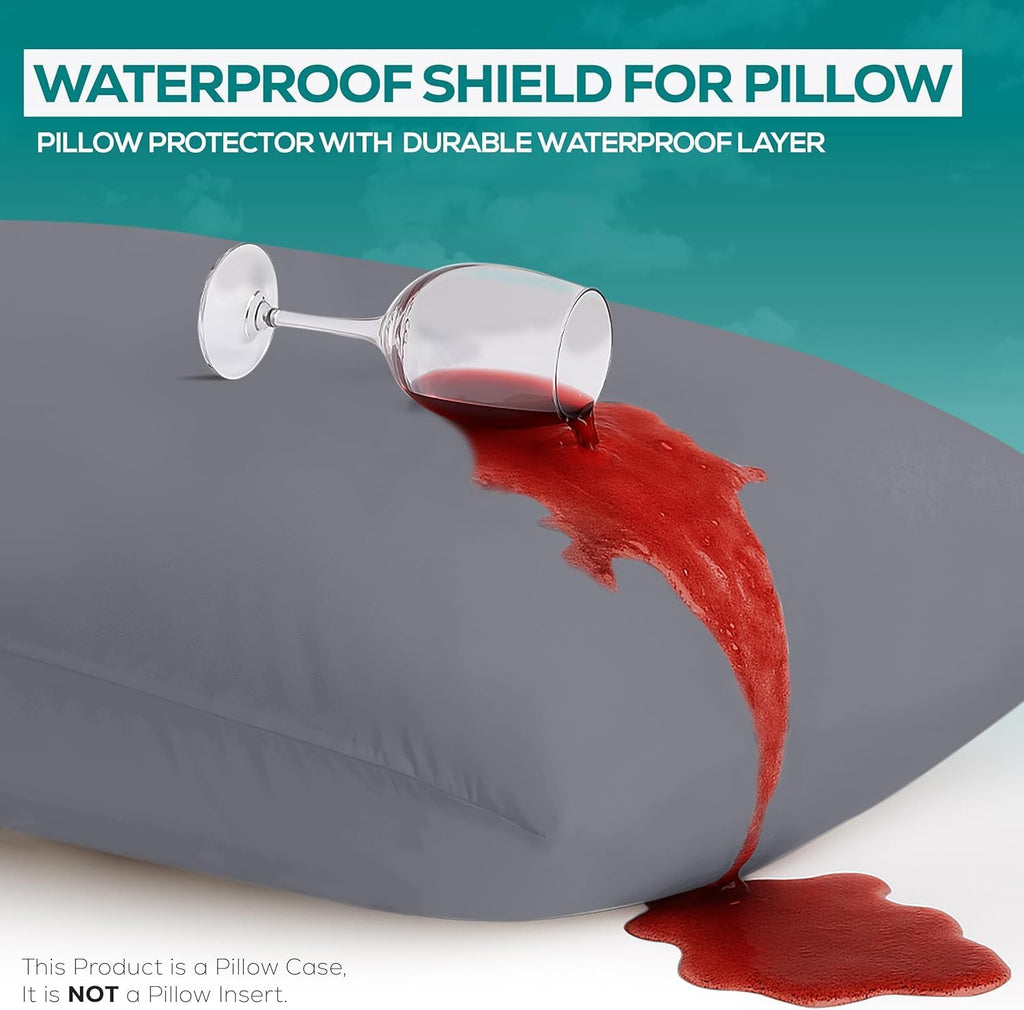 Utopiabedding Utopia Bedding Waterproof Throw Pillow Protectors (No Pillow Inserts) with Zipper 20 x 20 Inches (2 Pack, Grey), Outdoor Bed…