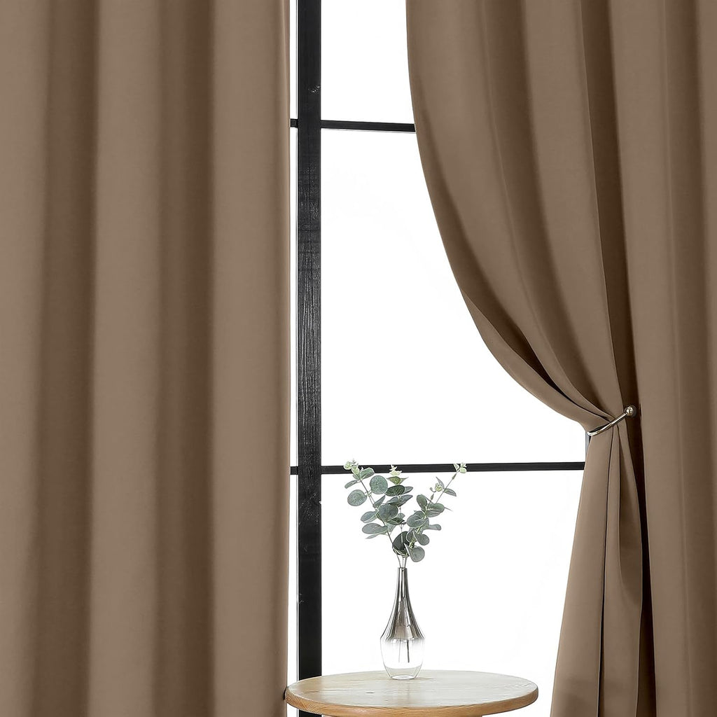 Gwine Brown Blackout Curtains for Bedroom 96 Inch Length, Room Darkening Energy Saving Black Out Curtains for Living Room, Window…