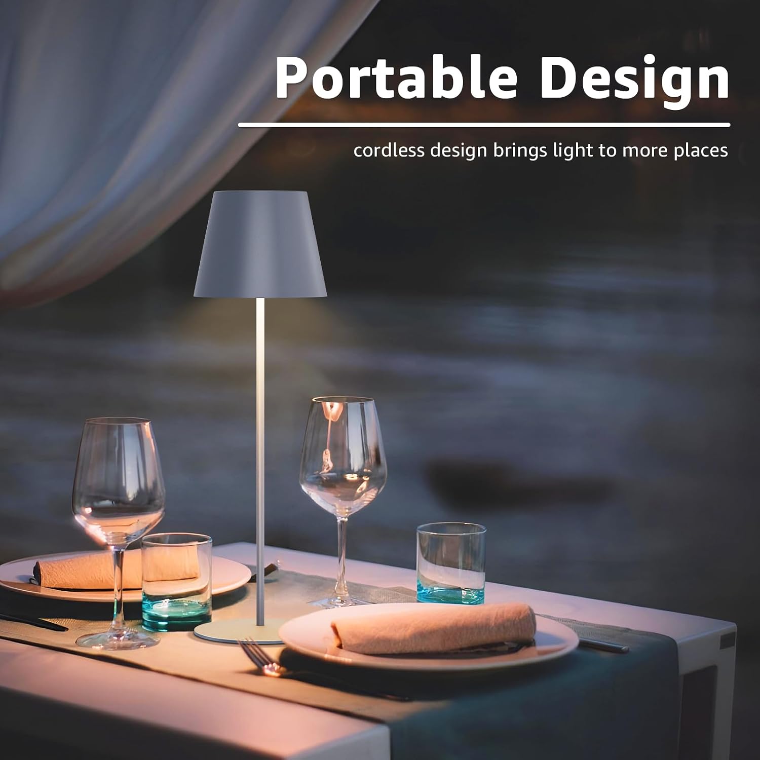uuffoo 2 Pack Cordless Table Lamp Rechargeable 5000mAH Battery Operated Lights Touch Control LED Portable Desk Lamps 3 Color Dimming for…