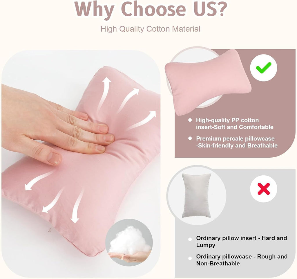 vocheer Small Pillows for Sleeping, 11"x7" Mini Pillow for Travel, Tiny Pillow for Neck, Lumbar, Knee, Wrist, Pets, Cotton Small Back Pillo…