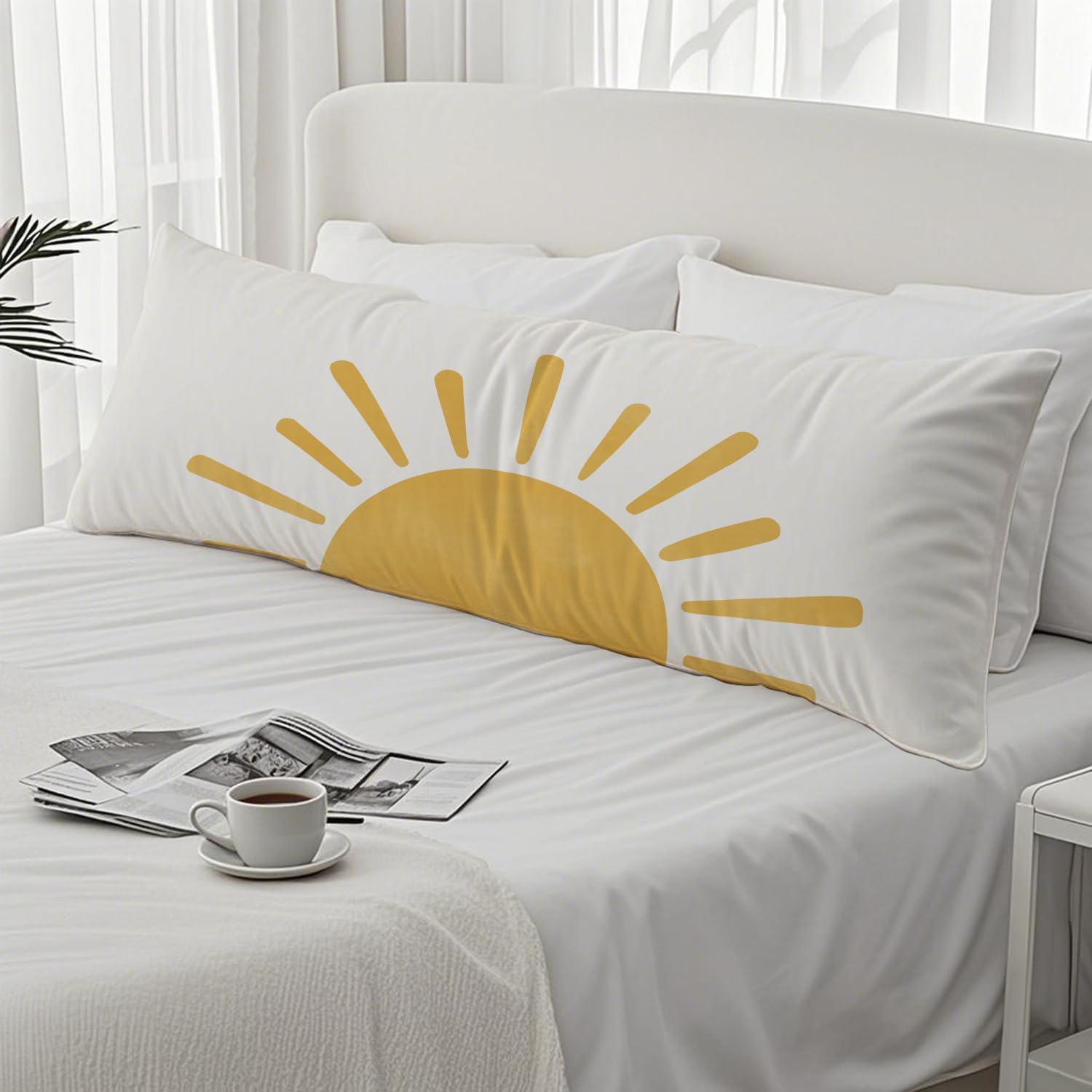Boho Cute Sun Sunshine 20x54 Body Pillow Cover, Boho Sunshine Nursery Decor, Kids Room Decor, Modern Horizontal Sun Sunset Sunrise…