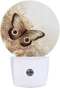 Butterfly Flowers Plug in Night Light Auto Light Round Lamps Energy Saving Gift for Women Men Friends