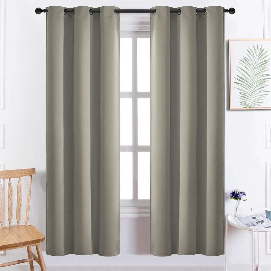 Yakamok Premium Room Darkening Thermal Insulated Curtains for Bedroom/Living Room - Classic Grommet Top (2 Panels, Taupe, 38 Inch by 72…