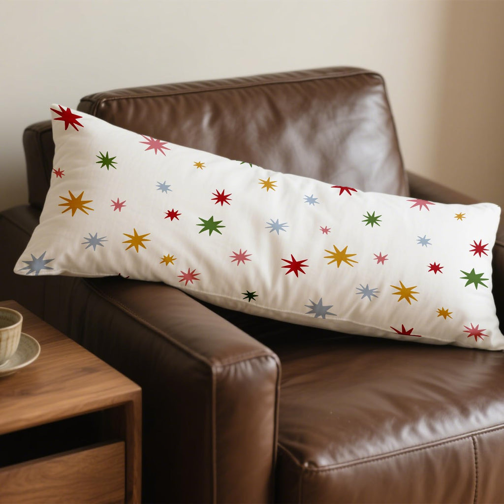 Boho Colorful Stars 20x54 Body Pillow Cover, Mid Century Modern Decorative Long Body Pillow Cases for Kids Girls Room Bedroom Dorm Bed Couch