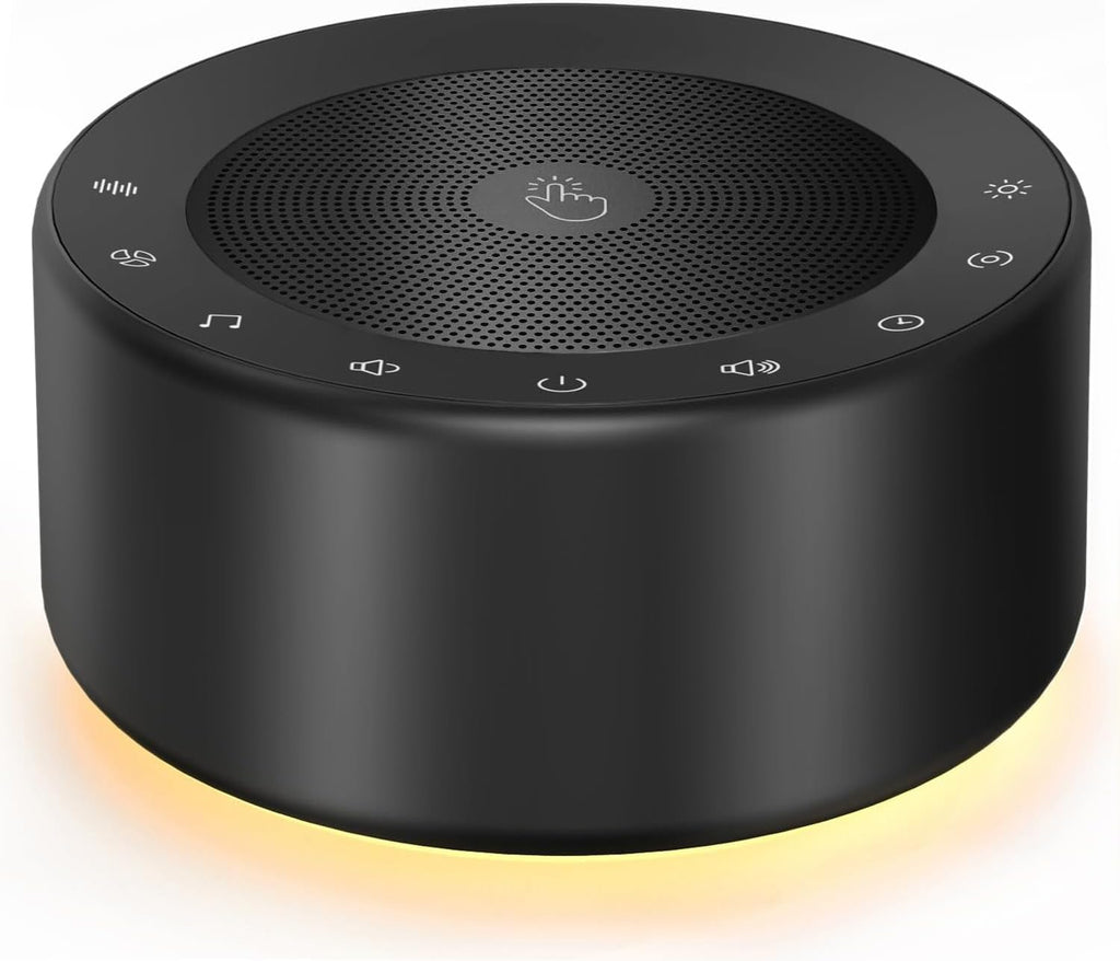 Kipcush White Noise Machine - Soft Non-Glare Nursery Lamp, 30 Soothing Sounds, 8 Color Lights, Max 8-Hour Timer for Baby & Adults (Black…