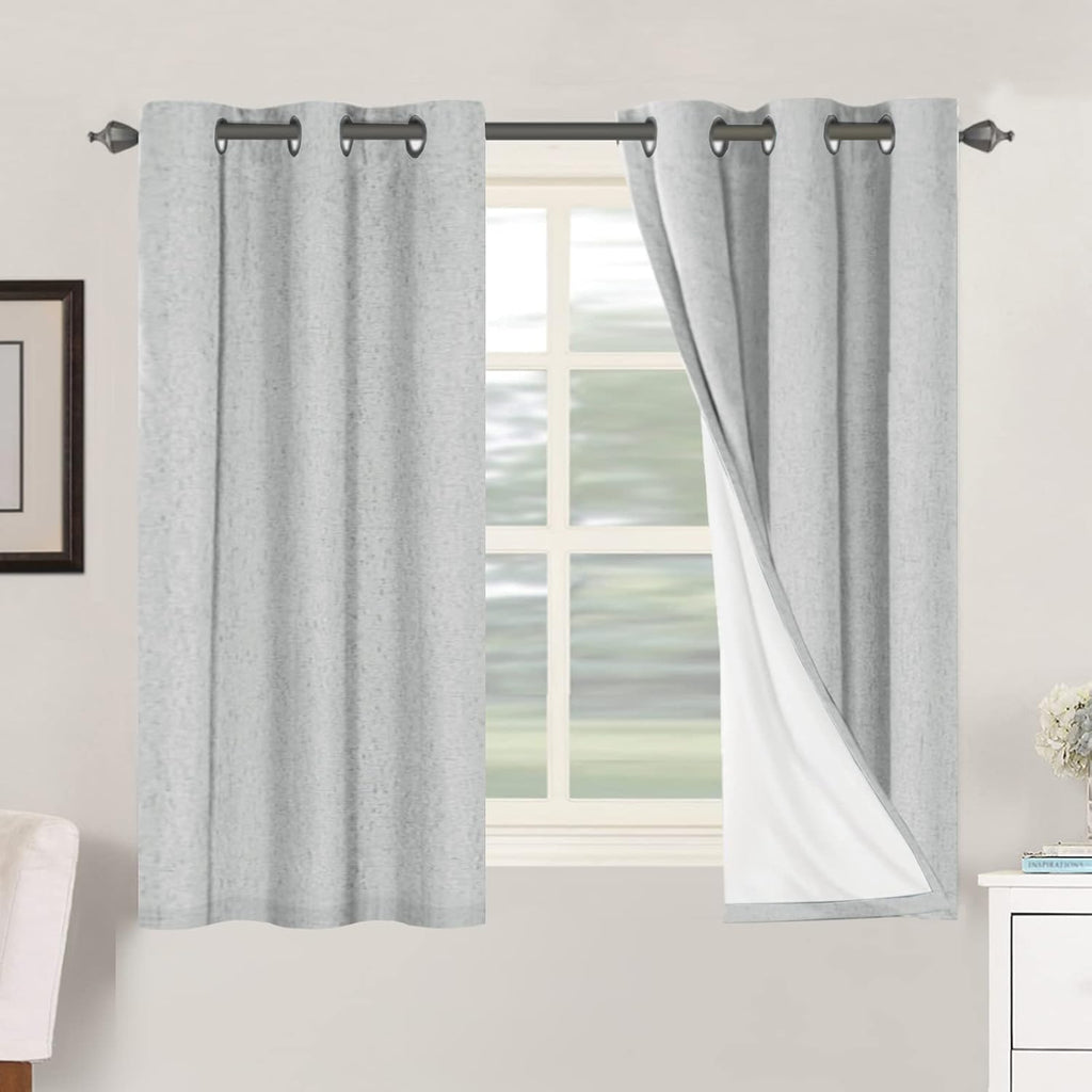 H.VERSAILTEX 100% Blackout Curtains for Bedroom Thermal Insulated Linen Textured Curtains Heat and Full Light Blocking Drapes Living Room…