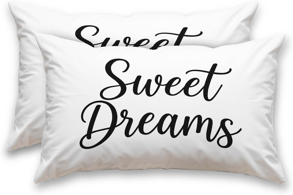 HOMETITUTE Pillow Covers Decorative Pack of 2 Satin 12x20 Inch Sweet Dreams Art Lumbar Throw Pillow Cases for Sofa Couch Living Room…