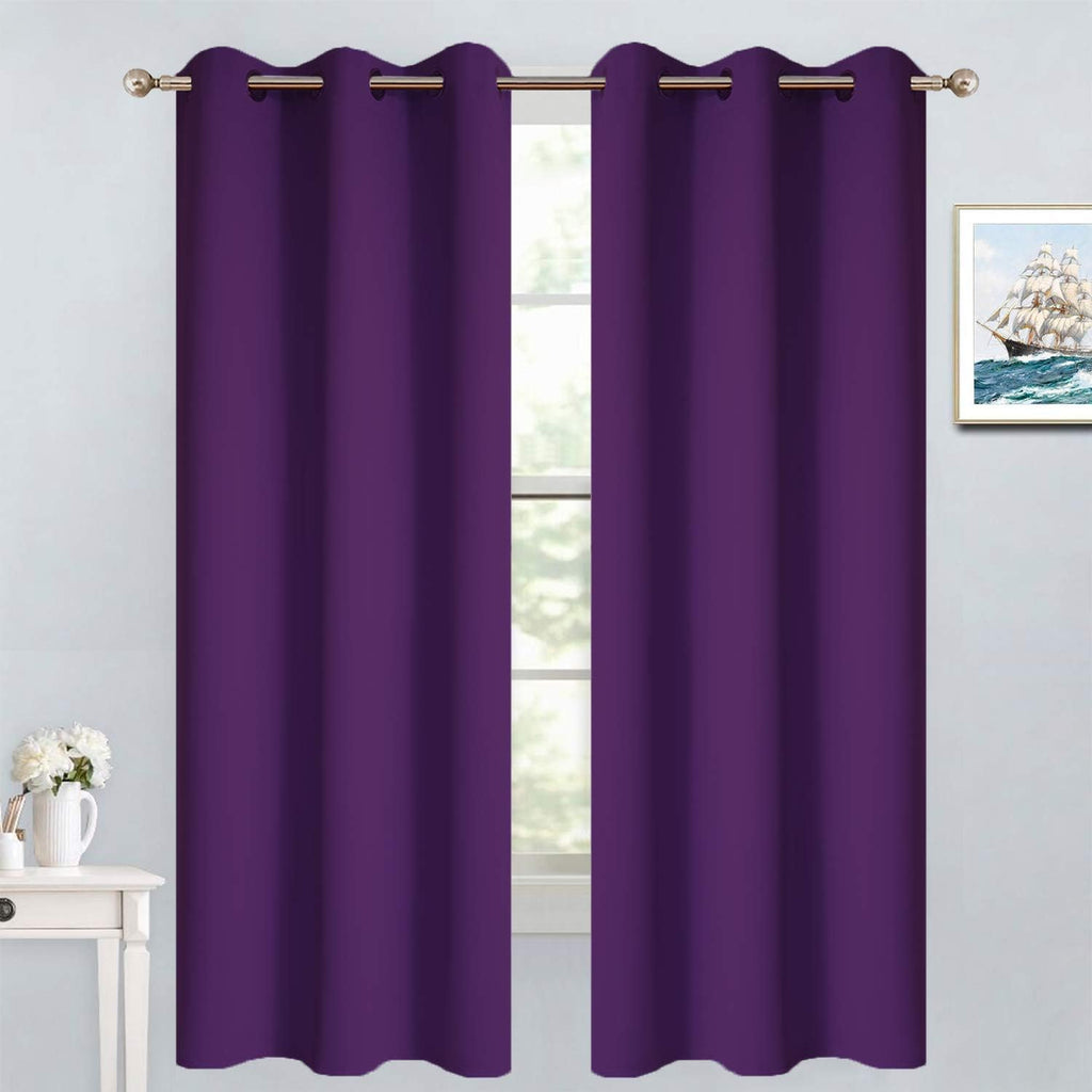 Yakamok Blackout Curtains Room Darkening Thermal Insulated with Grommet Window Curtain for Bedroom, 38 x 63 inch, Purple, 2 Panels