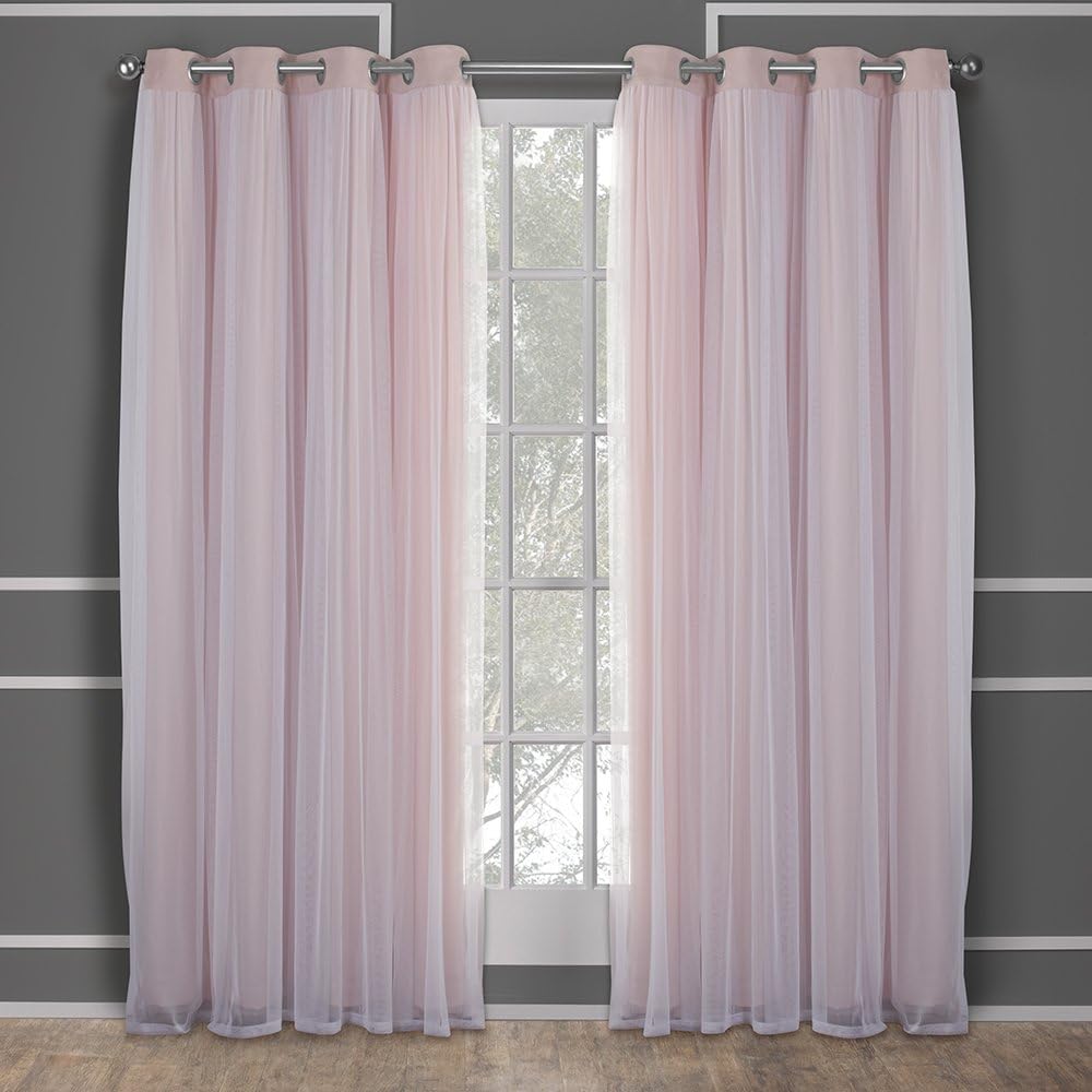 TOWN & COUNTRY LUXE Talia Double Layer Indoor Curtains, Sheer and Room Darkening Blackout, Grommet Top, Energy Efficient, 2-Pack Set…
