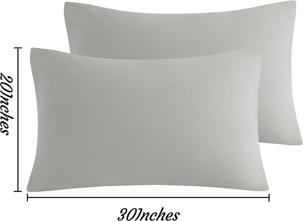 Ntbay Queen Pillow Cases Set of 2, 2 Pack Brushed Microfiber 20x30 Pillow Cases, Soft, Wrinkle, Fade, Stain Resistant Light Grey Pillow Cas…