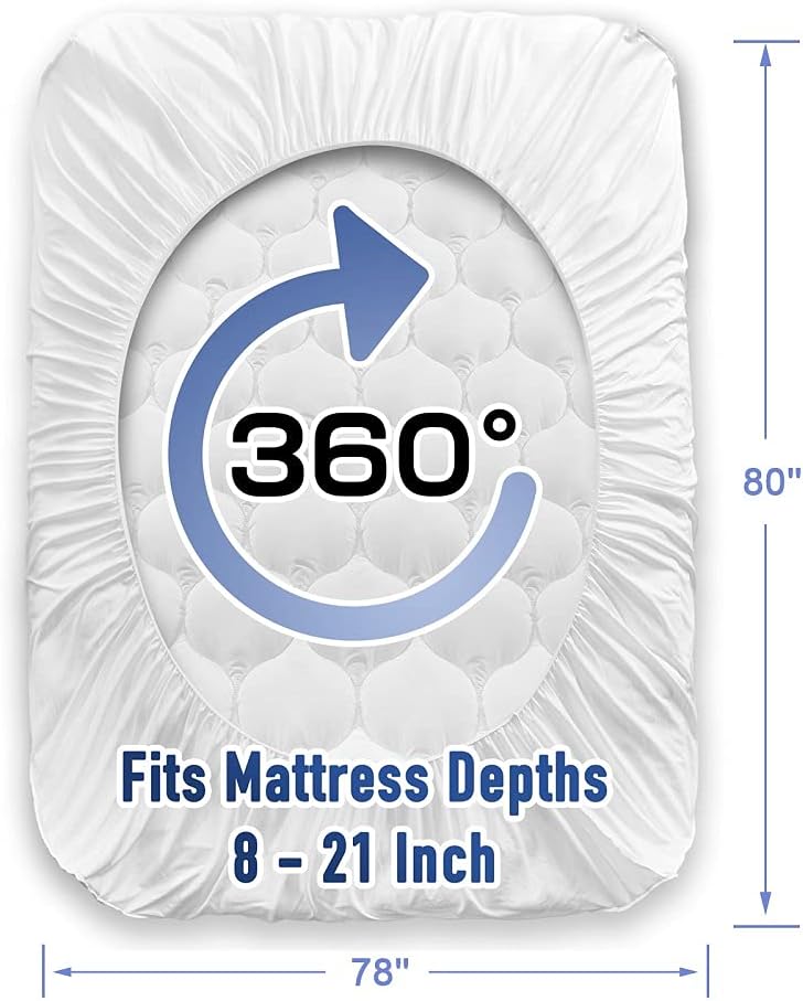 Matbeby King Size Mattress Pad - Cooling Breathable Mattress Topper, Quilted Fitted Mattress Protector, Pillow Top Mattress Cover with 8-21…