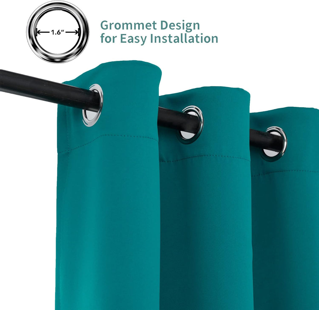 Pickluc Teal Blackout Curtains with Grommet 108 Inches Long 2 Panels, Light Blocking Window Drapes for Living Room, Thermal Insulated, Nois…