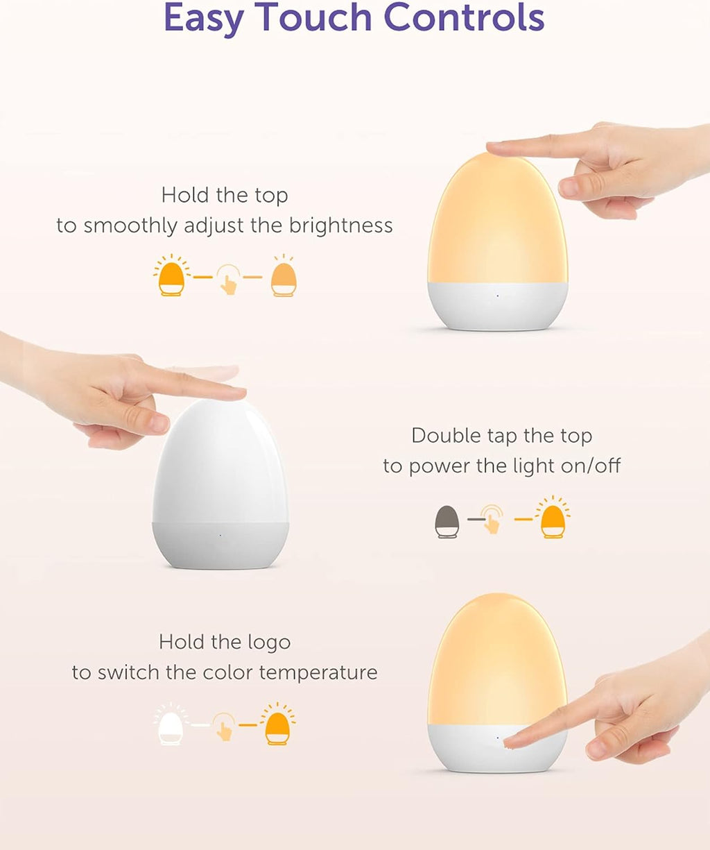 Baby Night Light for Kid, Portable Egg Nightlight with Stable Charging Pad, Touch Nursery Night Lamp for Breastfeeding, Toddler Night…
