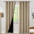 BGment Thermal Insulated 100% Blackout Curtains for Bedroom with Black Liner, Double Layer Full Room Darkening Noise Reducing Grommet Curta…