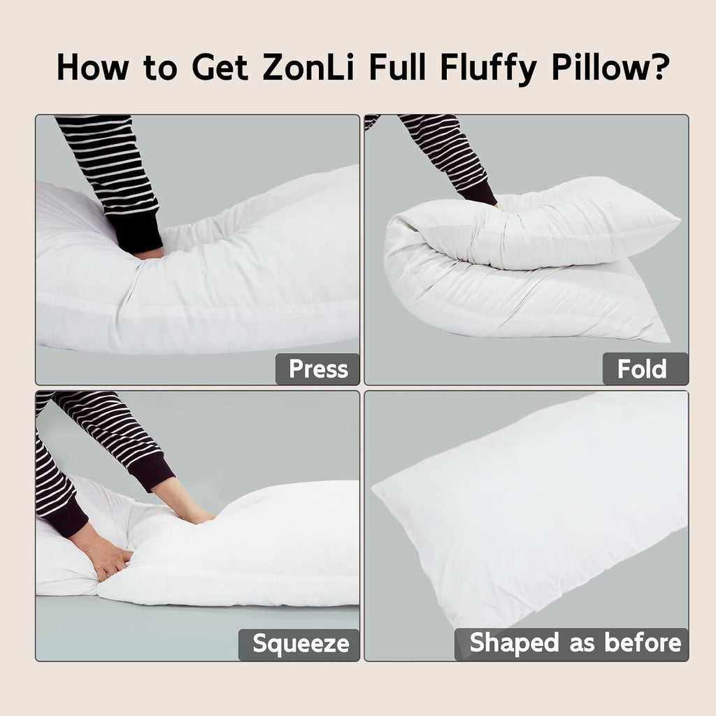 Zonli Fluffy Body Pillow, Full Body Pillows for Adults, Long Pillow for Sleeping with Removable Cover and Adjustable Filling for Side Sleep…