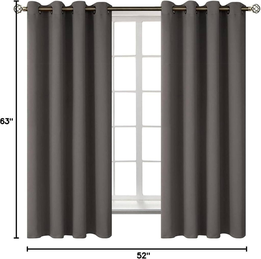 BGment Blackout Curtains for Bedroom - Grommet Thermal Insulated Room Darkening Curtains for Living Room, Set of 2 Panels (52 x 63 Inch, Gr…