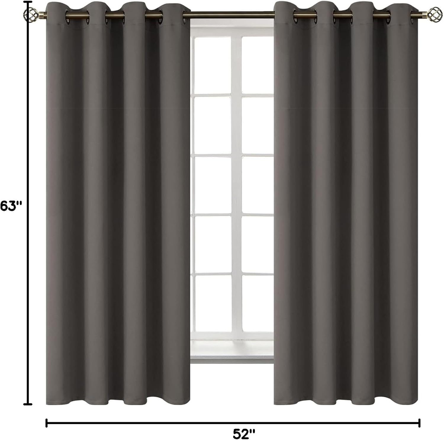 BGment Blackout Curtains for Bedroom - Grommet Thermal Insulated Room Darkening Curtains for Living Room, Set of 2 Panels (52 x 63 Inch, Gr…