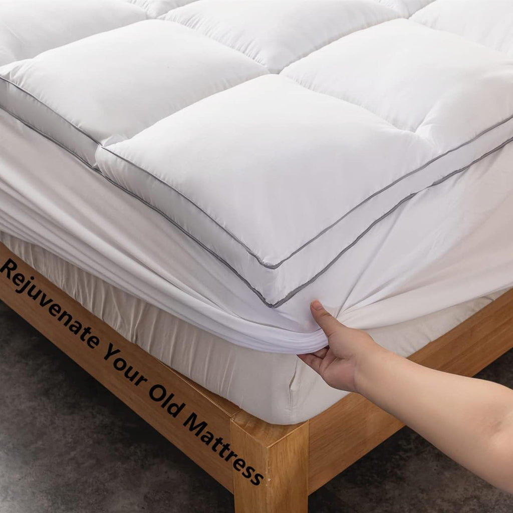 DROVAN Mattress Pad King Size - Extra Thick Mattress Cover - Pillow Top Deep Pocket with Breathable 7D Spiral Fiber Filling Cooling…