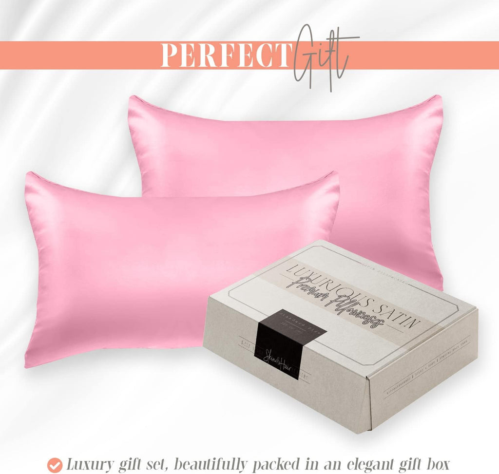 Elegantcomfort Elegant Comfort Silky and Luxurious 2-Piece Satin Pillowcase Set for Healthier Skin and Hair, Hidden Zipper Closure and Beau…