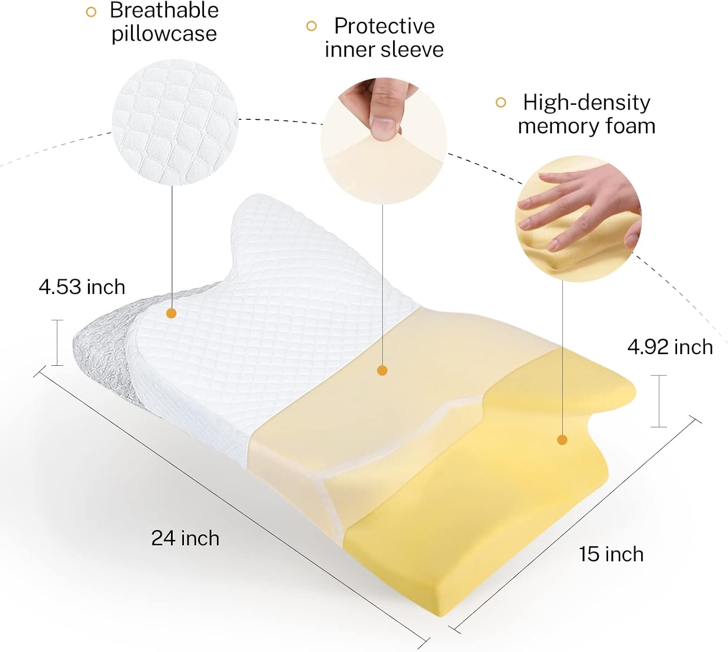 Misiki Cervical Neck Pillow for, Butterfly Contour Memory Foam Pillow for Side Back Sleepers, Ergonomic Bed Pillow with Washable Cover for…