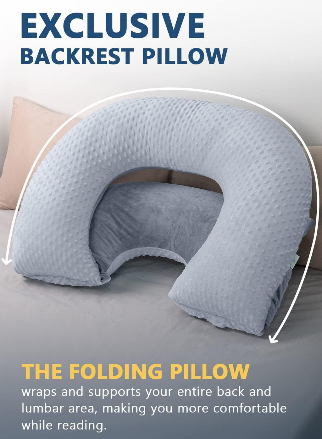Insen Reading Pillow, Back Pillow for Sitting in Bed for Reading, Nurse & Relax, Reading Pillow for Adults, Moms & Kids, Sit Up Pillow for…