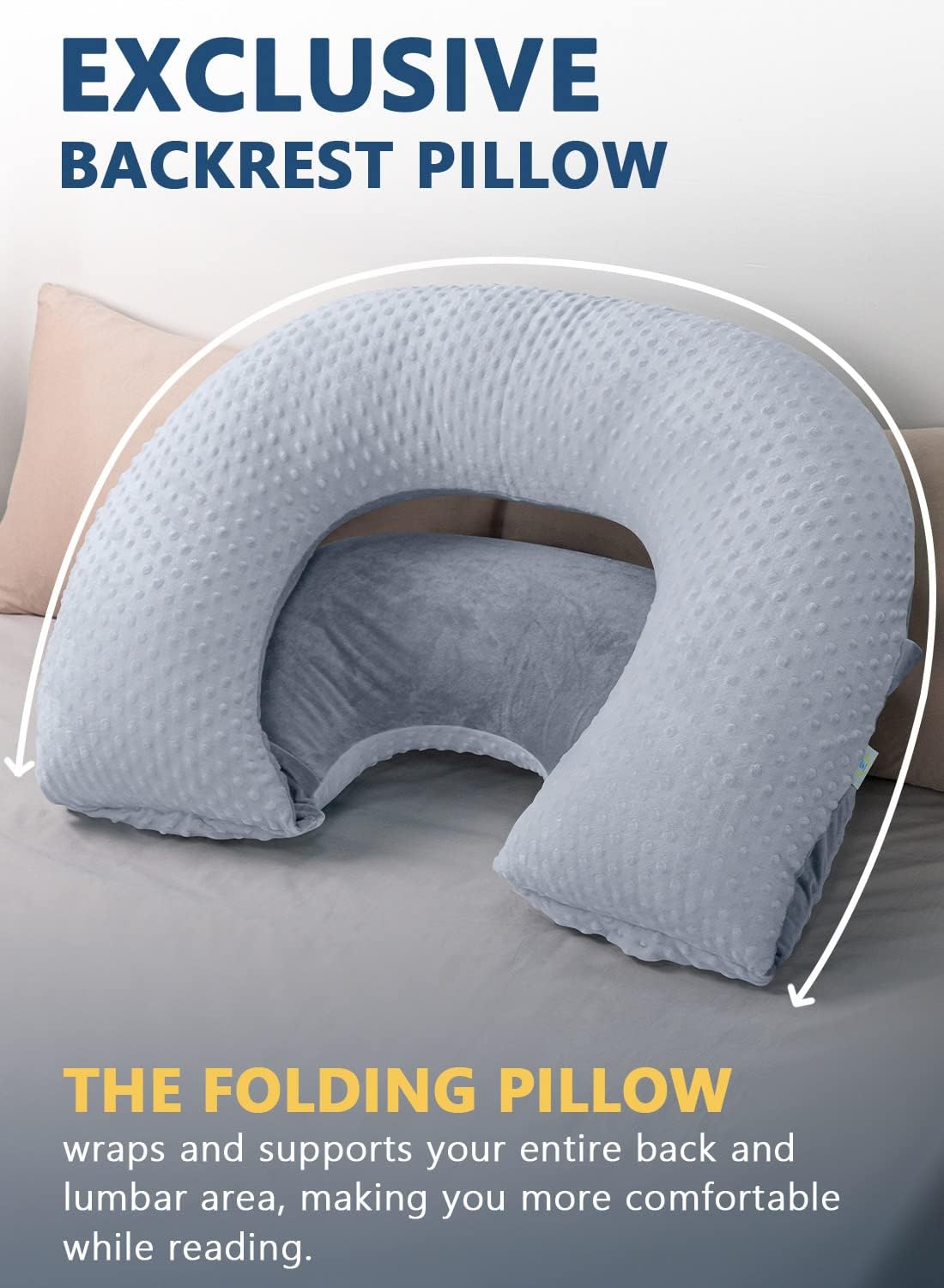Insen Reading Pillow, Back Pillow for Sitting in Bed for Reading, Nurse & Relax, Reading Pillow for Adults, Moms & Kids, Sit Up Pillow for…