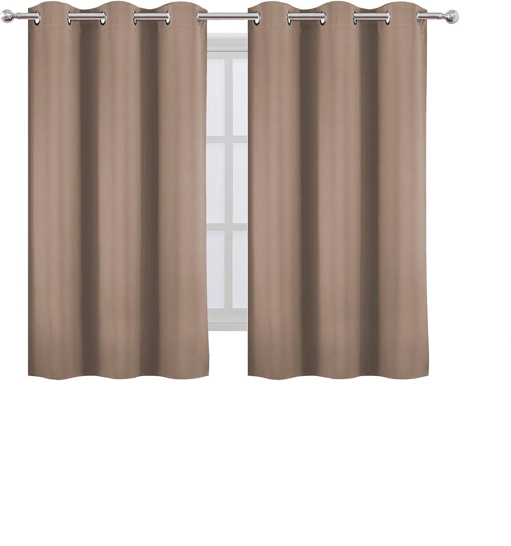 Lemomo Cappuccino Blackout Curtains 42 x 54 Inch Length Set of 2 Panels Grommet Bedroom Curtains for Living Room 54 Inch silver