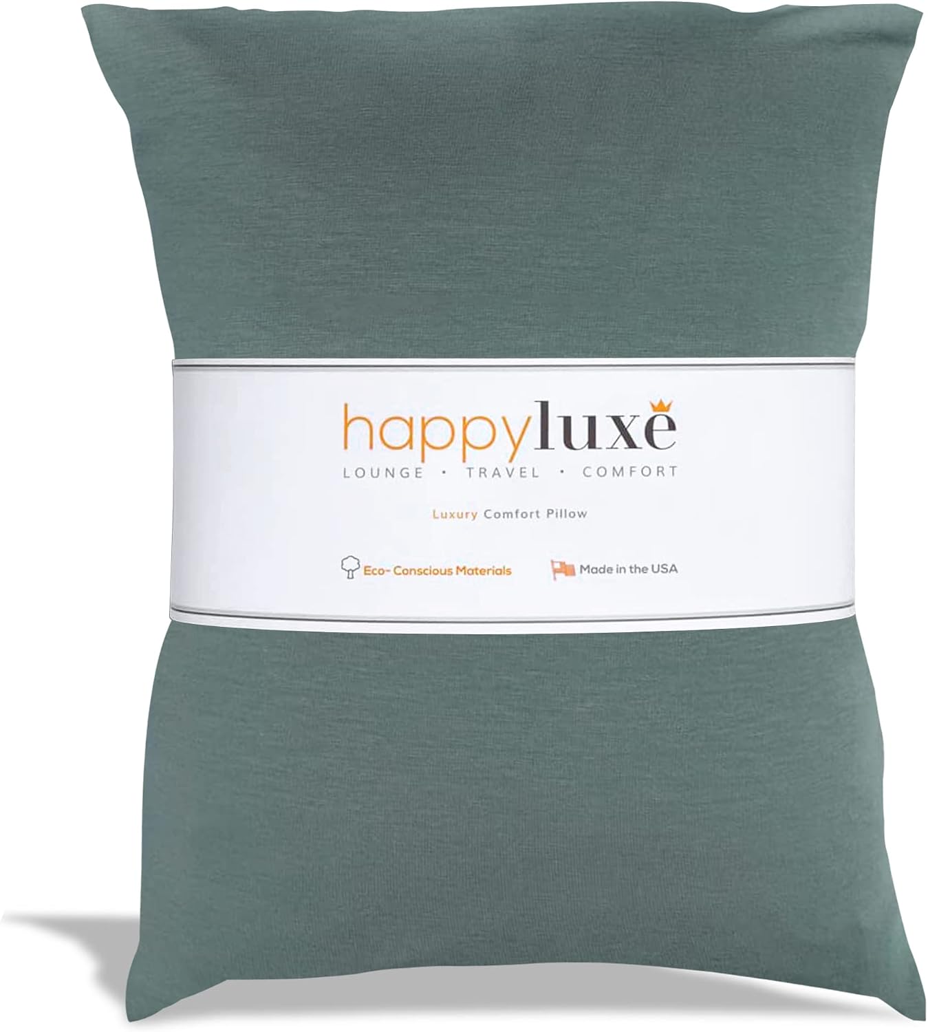 Happyluxe Odyssey Travel Pillow for Long Flights - Soft, Small, Alternative to Down and Memory Foam. 17 x 13in - Made in The USA, Sage…