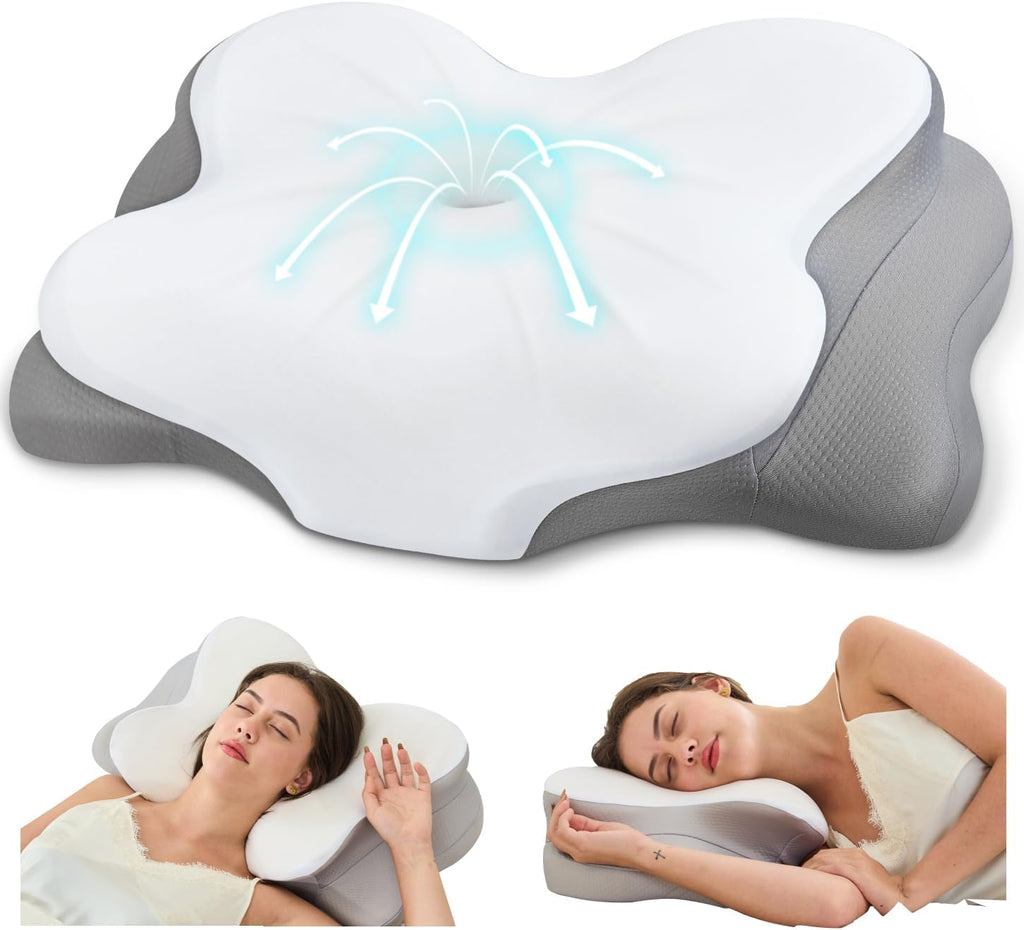 FyovaHome Cervical Neck Pillow, Ergonomic Memory Foam Pillows for Neck with Breathable Pillowcase, Adjustable Contour Neck Support Pillow f…
