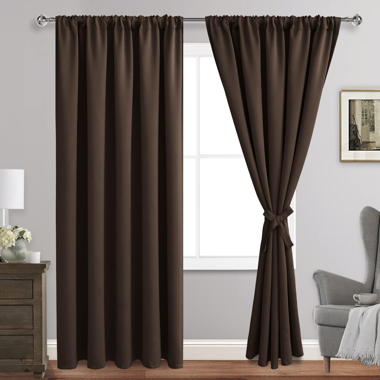 Jiuzhen Blackout Curtains for Bedroom - 60 Inch Extra Wide Thermal Insulated Room Darkening Privacy Soundproof Curtains for Living Room, Se…