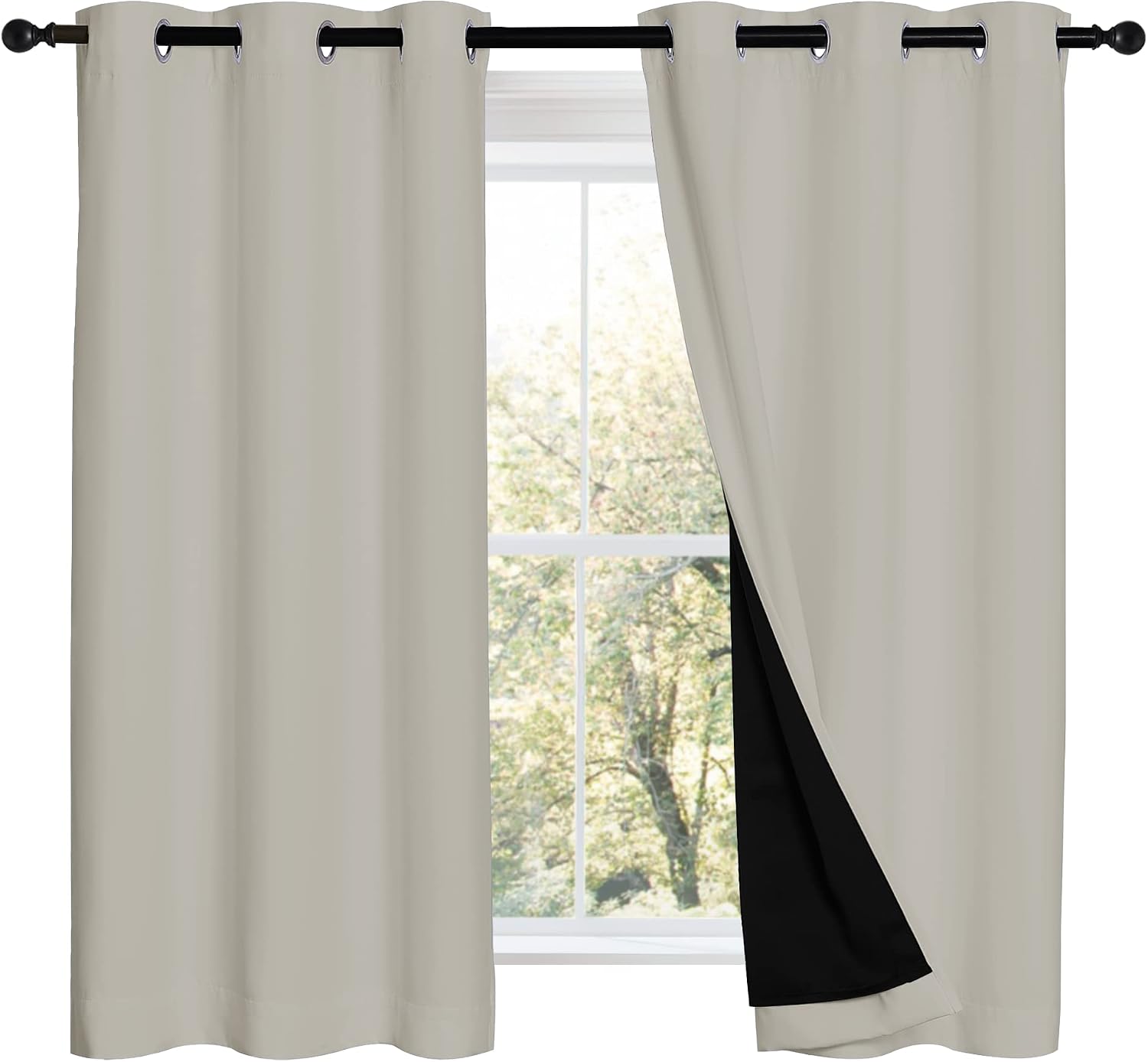 Nicetown 100% Blackout Curtains 54 inches Long, Double-Deck Completely Blackout Window Treatment Thermal Insulated Lined Drapes for Small W…