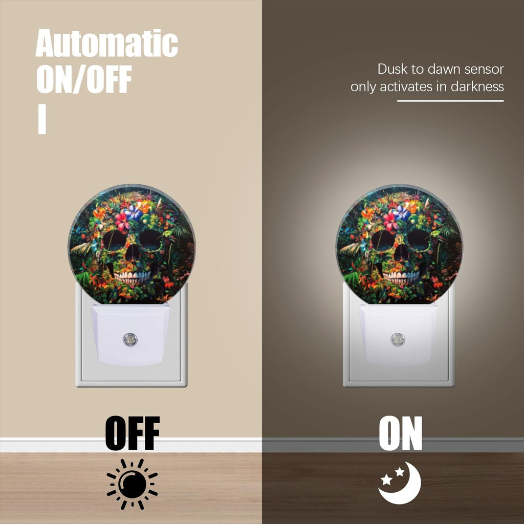 LED Night Lights Lamp with Dusk to Dawn Sensor, Exquisite Tropical - Flowered Skeleton Night Light Plug Into Wall for Kids Room, Bedroom…