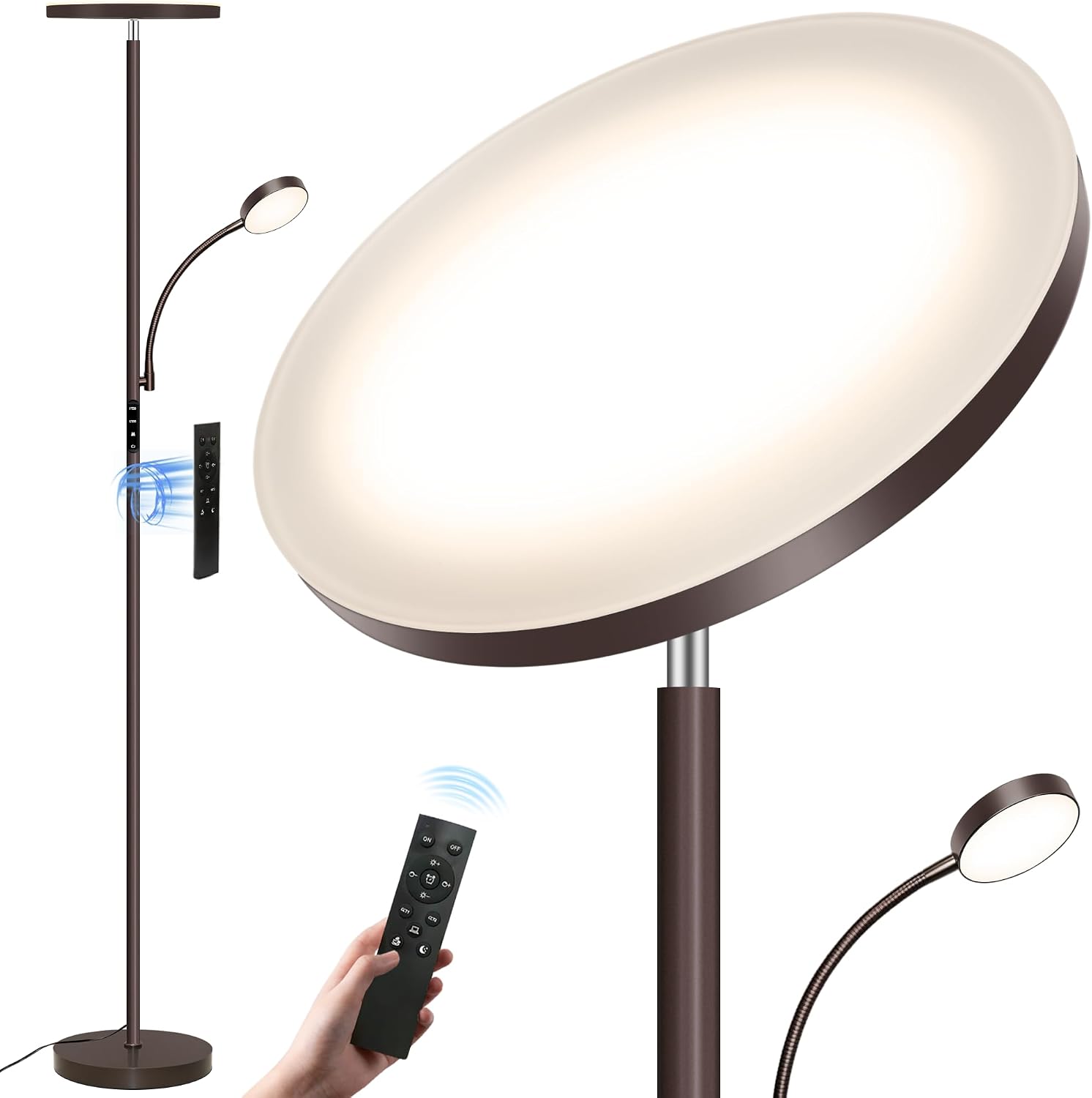 Floor Lamp-42W/4200LM Super Bright Floor Lamp, Dimmable 2-in-1 LED Floor Lamp for Bedroom, Torchiere Floor Lamps with Remote & Touch…
