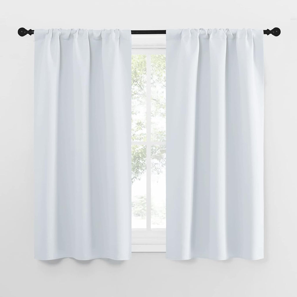 NICETOWN Greyish White Window Curtain Panels - Thermal Insulated Rod Pocket Room Darkening Curtain Sets for Bedroom (Greyish White, 2…