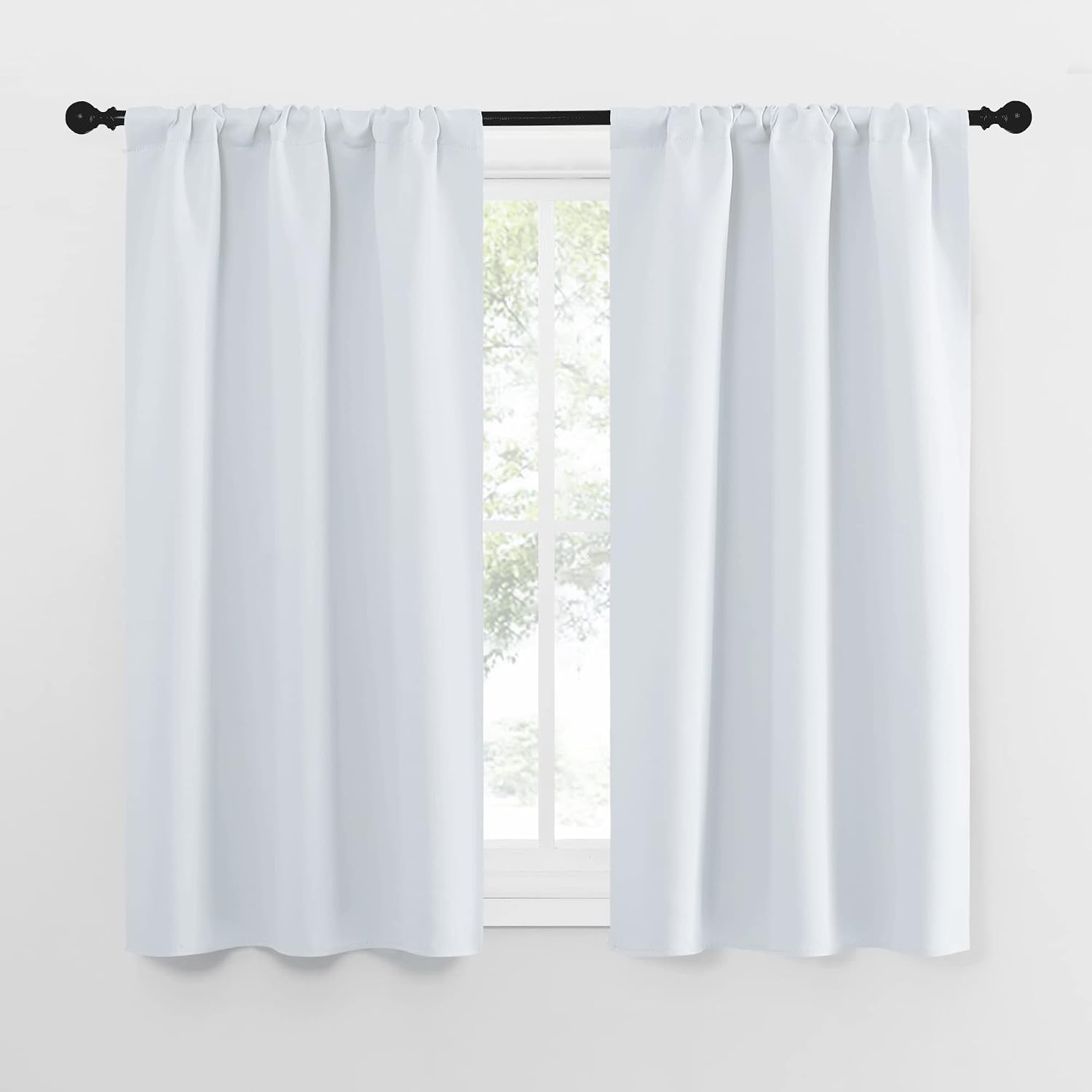NICETOWN Greyish White Window Curtain Panels - Thermal Insulated Rod Pocket Room Darkening Curtain Sets for Bedroom (Greyish White, 2…