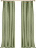 INOVADAY 100% Blackout Curtains for Bedroom, Black Out Curtains 84 Inch Long, Clip Rings Linen Blackout Drapes, Thermal Insulated Room…
