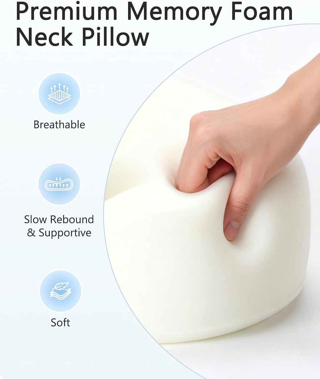 BeeVines Travel Pillow with Carry Case, Memory Foam Neck Pillows for Airplanes, 360° Wrap Around Support for Sleeping, Breathable & Washabl…