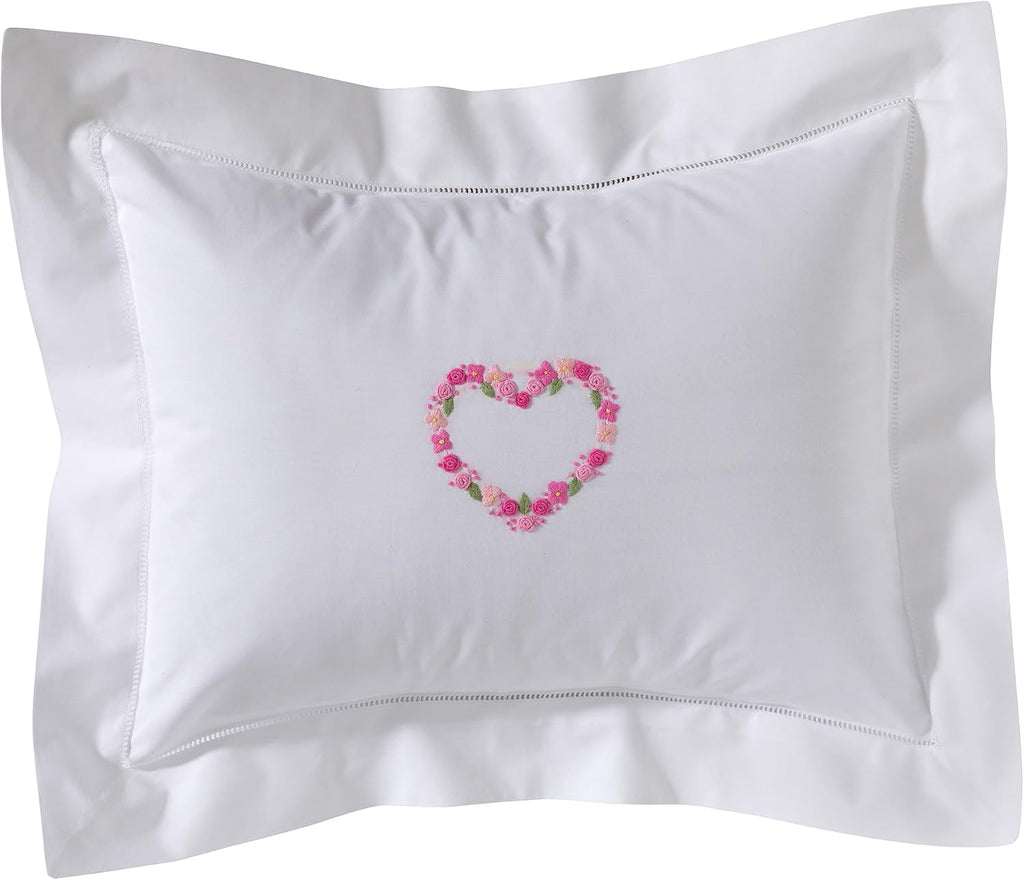 JacarandaLiving Jacaranda Living Embroidered Boudoir Pillow Cover – Handcrafted Embroidery, Fine Italian Cotton, 12" x 16" Decorative Pillo…