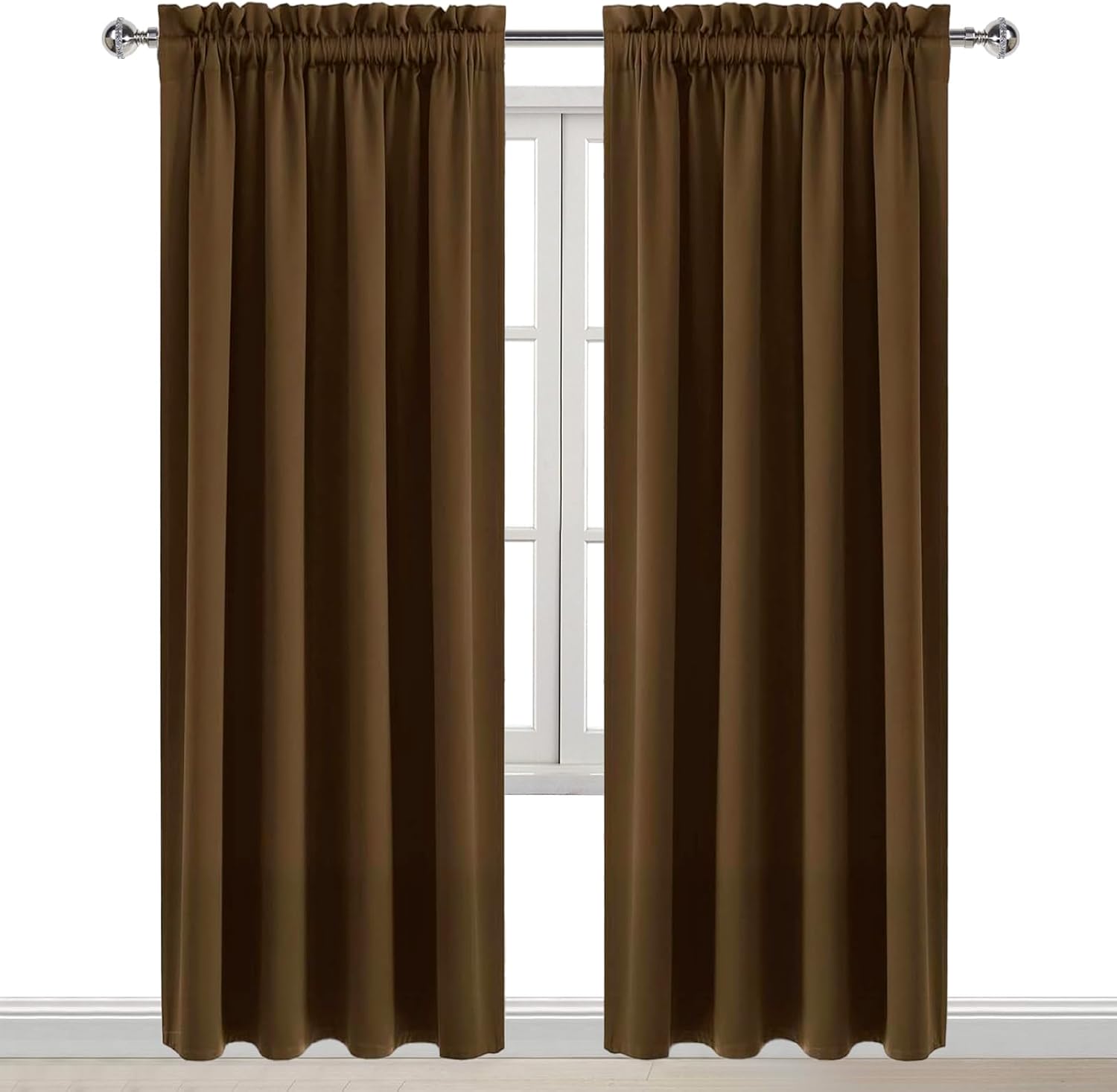Dwcn Blackout Curtains Room Darkening Thermal Insulated Bedroom Curtains Window Curtain Panels, 52 x 84 inches Long, Set of 2 Brown Rod Poc…