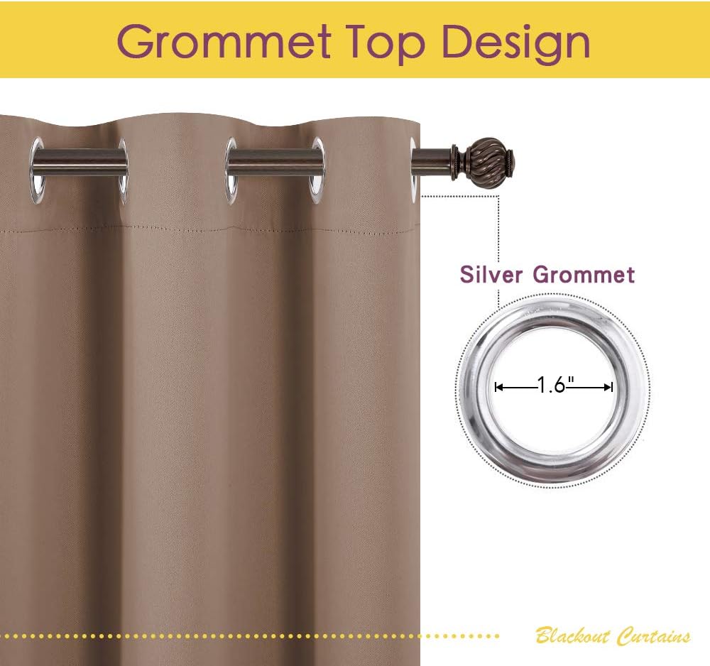 NICETOWN Window Draperies Blackout Curtain Panels, Window Treatment Thermal Insulated Solid Grommet Blackout Drapes for Bedroom (One…