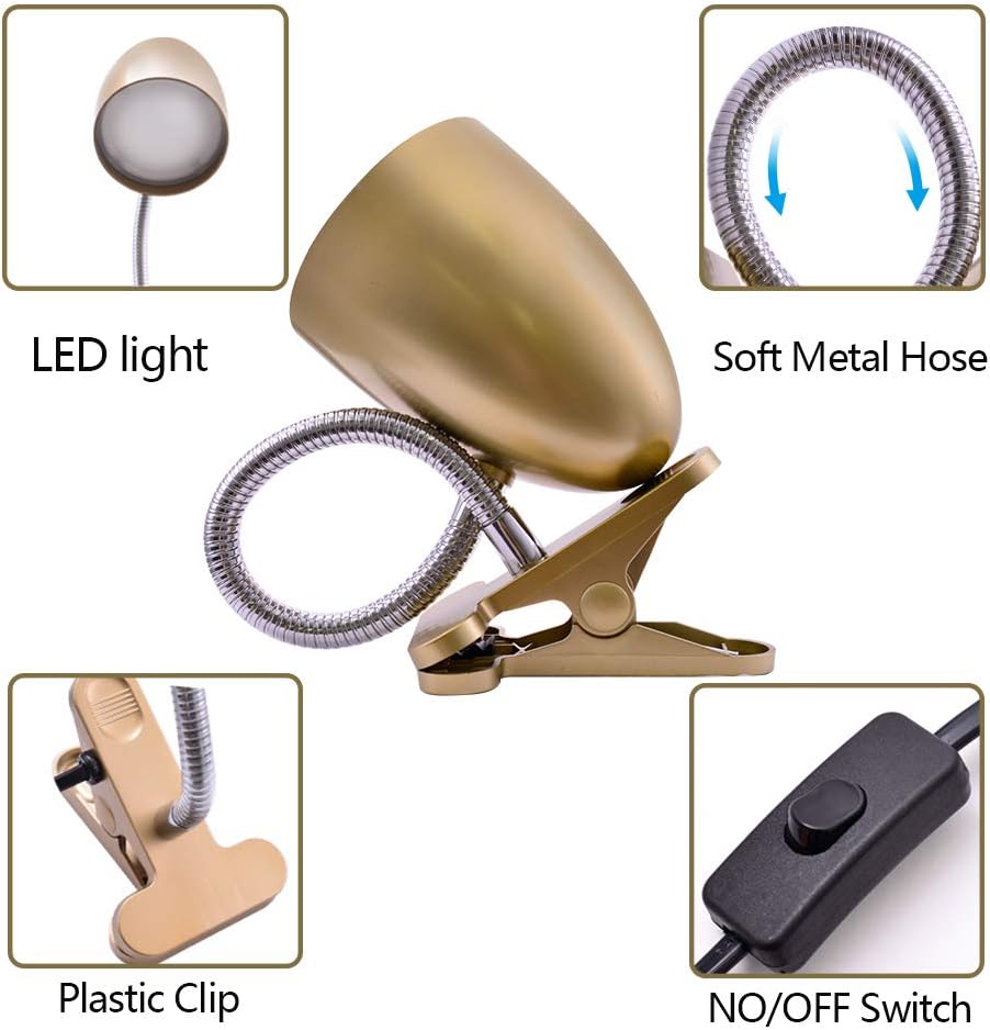 Eenergeticlighting E ENERGETIC LIGHTING Clip on Light for Bed, Non-Dimmable Clip on Reading Light for Bed, 4000K Cool White, 3.5W 240 LM De…