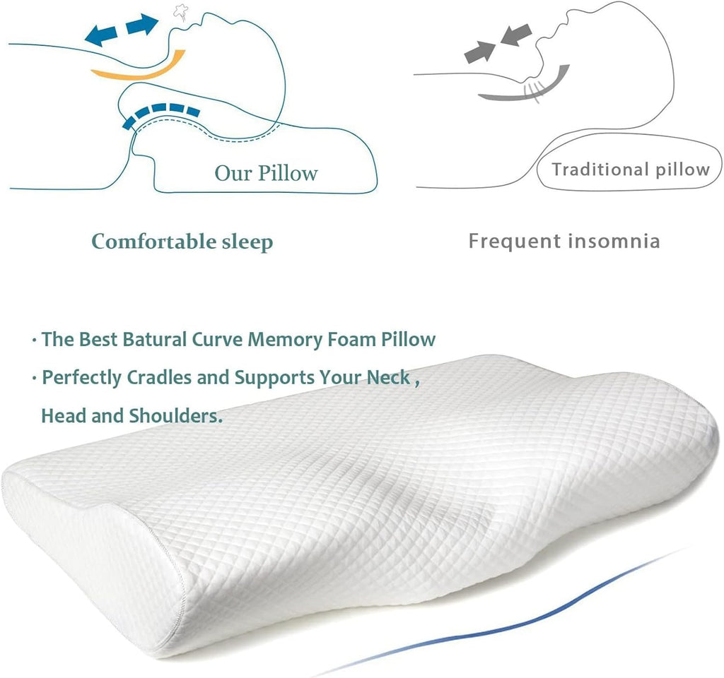 Epabo Contour Memory Foam Pillow Orthopedic Sleeping Pillows, Ergonomic Cervical Pillow for Neck Pain - for Side Sleepers, Back and Stomach…