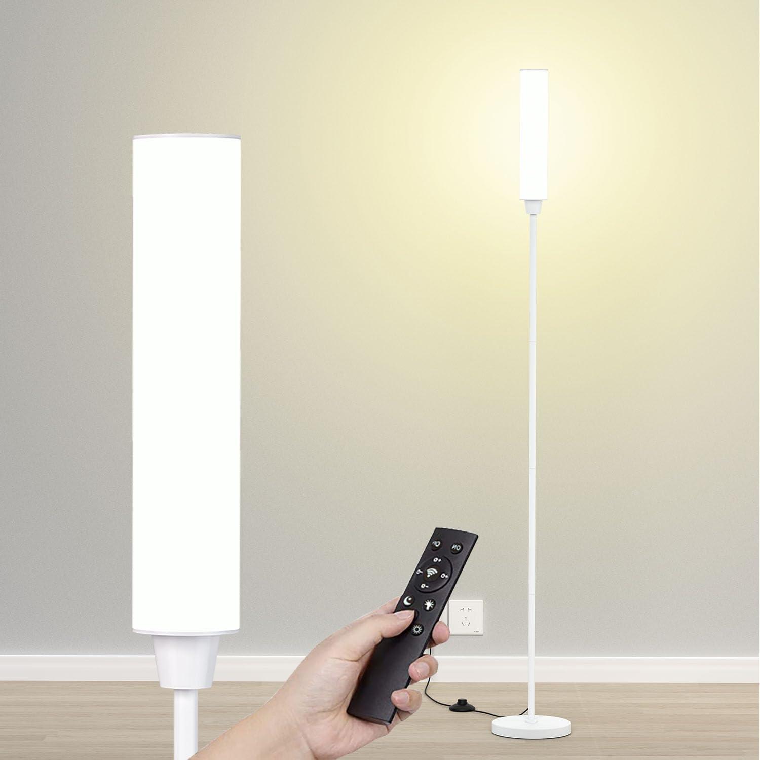 Nukanu Floor Lamp with Remote Control, Bright Floor Lamps for Living Room/Bedroom/Office, Stepless Adjustable 3000K-6000K Colors and…
